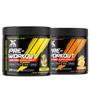 XCLUB Nutrition Pre-Workout Dietary Supplement Fruit Punch + Orange Flavour Combo