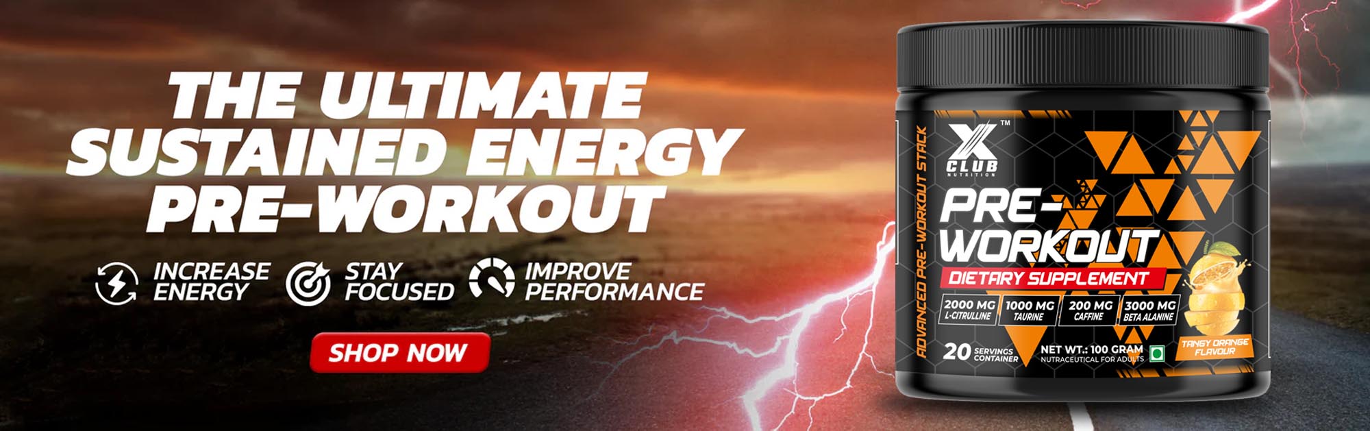 Pre Workout Orange Header Banner