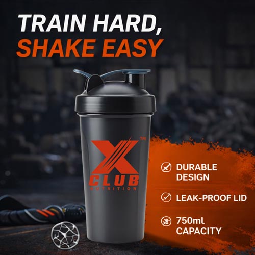 Xclub Nutrition Gym Shaker Bottle Black 750ml - Image 3