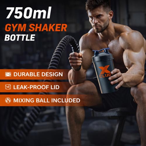 Xclub Nutrition Gym Shaker Bottle Black 750ml - Image 5