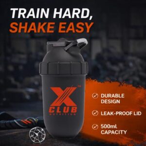 Xclub Nutrition Gym Shaker Bottle Black 500ml